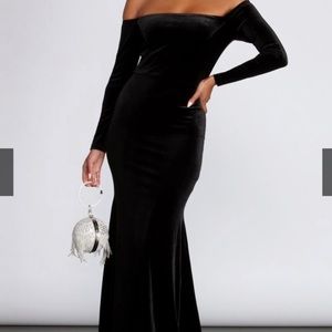 Black velvet formal dress